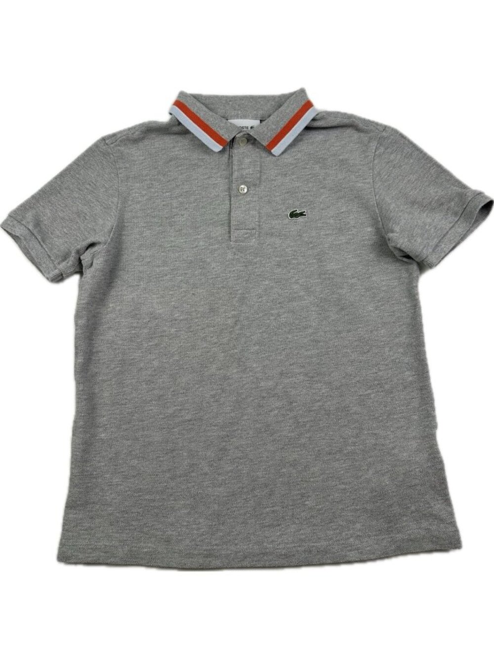 Lacoste Boys Polo Shirt Sz 12 Short Sleeves Gray EUC